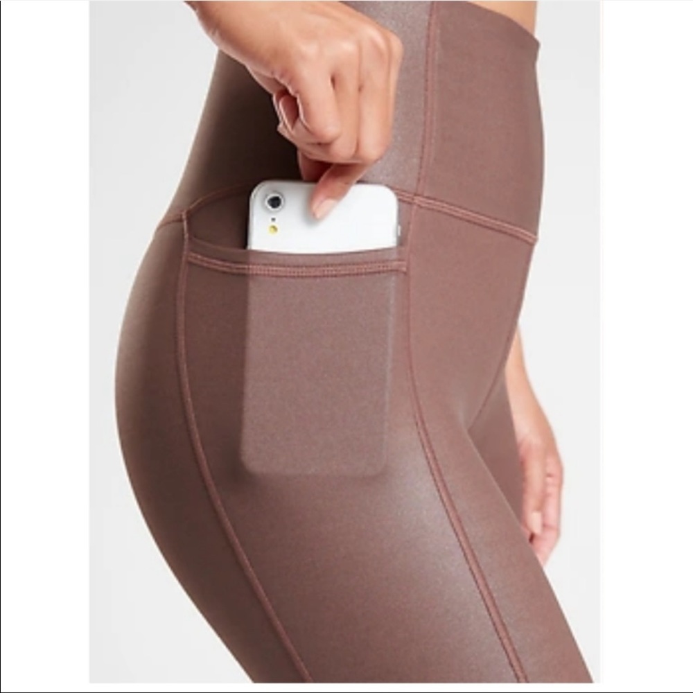 Athleta Inclination Moto tights shimmer brown M - Picture 3 of 11